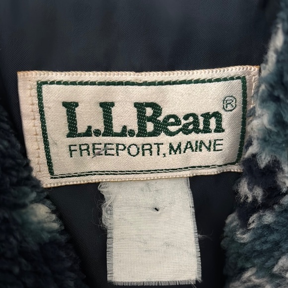 Vintage LL. Bean Cozy Hooded Winter Parka Coat Jacket Nordic Pattern Large Blue - Picture 5 of 8